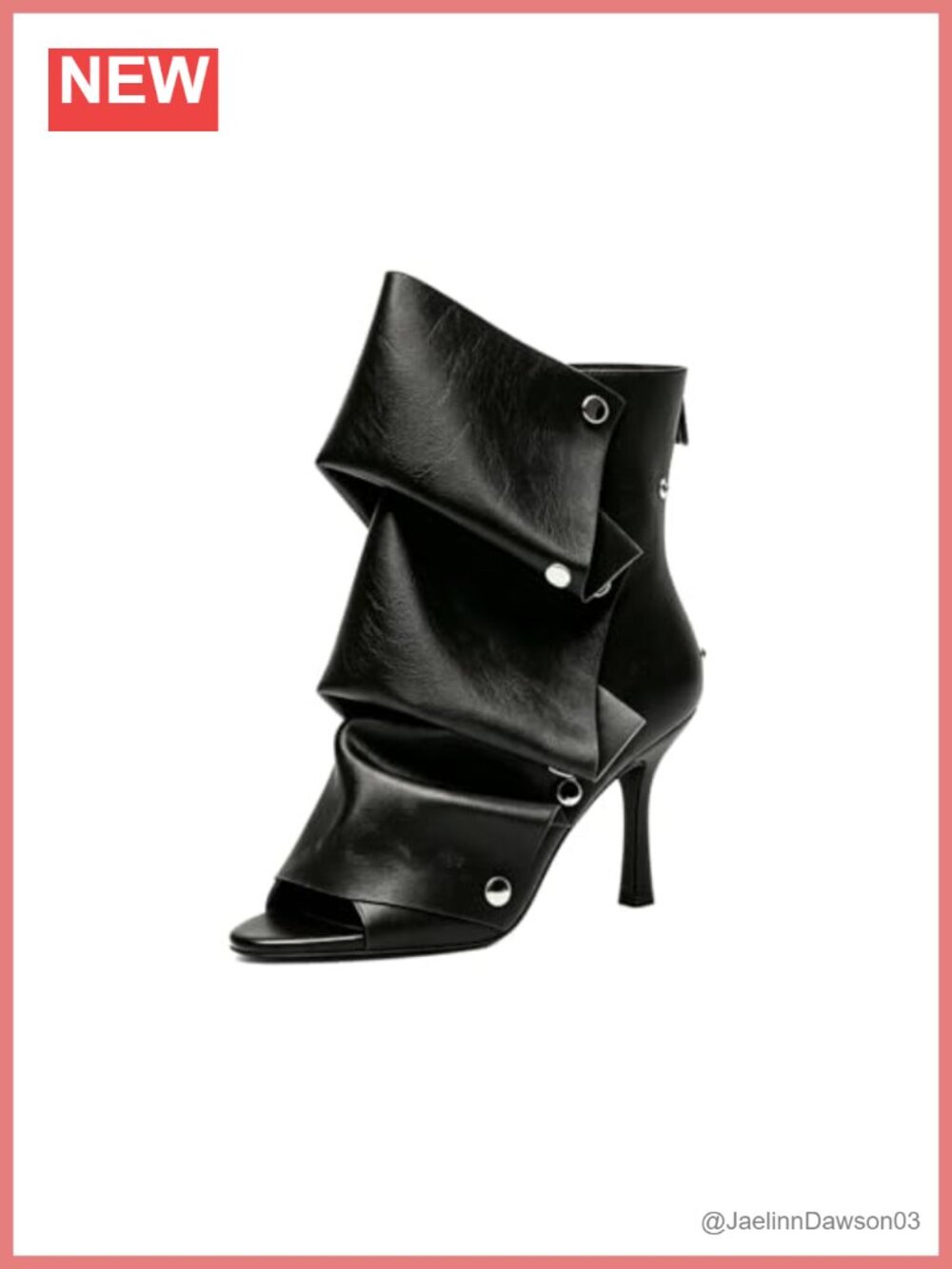 Slouchy Studs Peep Toe Ankle Heels Women Faux Leather Zip Booties